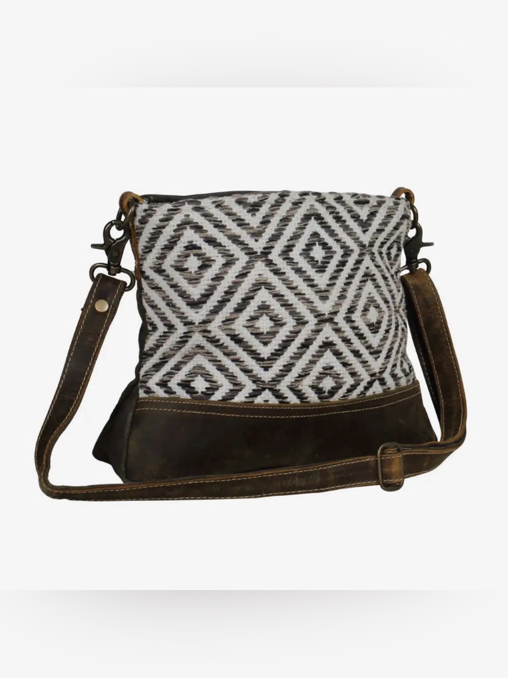 Myra Precision Crossbody Woven Material Canvas and Leather Bag Handbag Purse